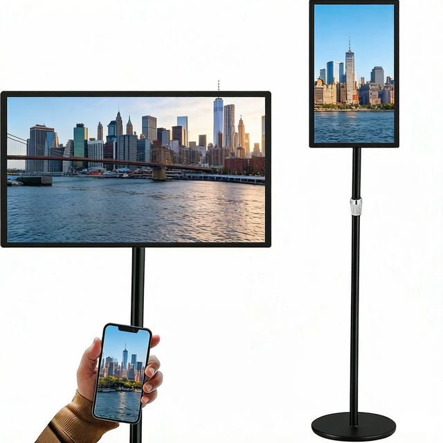 KIVZHI Portable 27" 60Hz Android Smart TV Stand with LED Backlight White HD Game Mode 12V