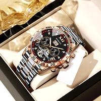 Montre automatique squelette de luxe pour homme, bracelet en métal, multifonction, calendrier, aiguilles lumineuses, montre-bracelet sport et affaires