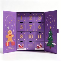 Vente en gros de boîtes cadeaux personnalisées pour calendrier de l'avent de Noël, motif de dessin animé Père Noël, cloche, flocon de neige, emballage vide pour compte à rebours