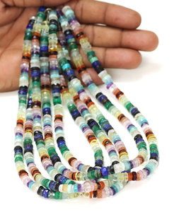 Proveedores Mayoristas RADHIKA GEMS 'N' BEADS, Cuentas Heishi Facetadas de Piedras Preciosas Multicolores, Hilo de 15 Pulgadas, para la Fabricación de Joyería, Origen India - Product Image 2