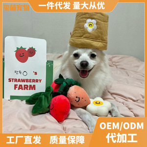 Ensemble de jouets pour animaux de compagnie en pot de fraises, style coréen, idéal pour Instagram, jouet de rangement pour nourriture, jouet qui aboie pour chien. - Product Image 5