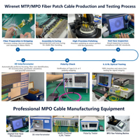 Fast Transmission Speed 8/12/24 Core Fiber Optic Patch Cord MTP to MTP OM3 OM4 OM5 SM MPO