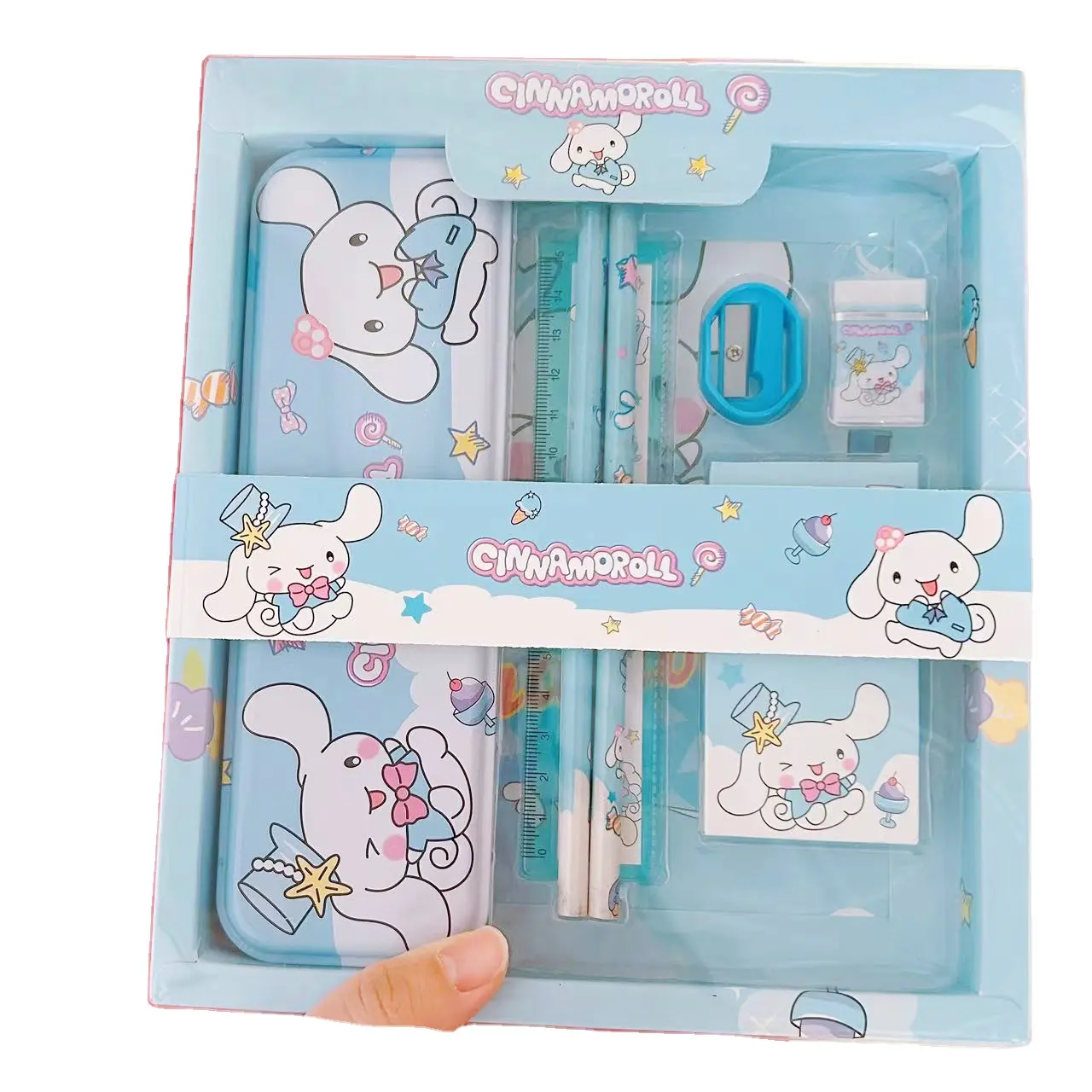 Kuromi Schreibwaren-Set Bleistift Löschvorrichtung Lineal Meine Melodie Cinnamoroll Grundschulbedarf Schreibwaren-Set