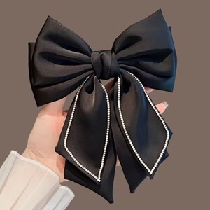 Nouvelle Pince à Cheveux Nœud Papillon Grand en Satin Rouge Vin Style Vintage pour Mariée, Accessoire de Mode Féminin Haut de Gamme pour Robe de Cérémonie - Product Image 3