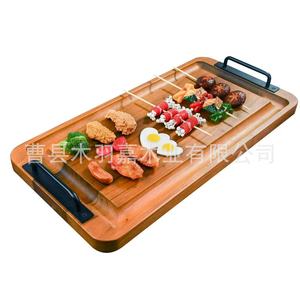 Plateau de service rectangulaire en bambou Shijie avec poignée pour pique-nique en plein air et présentation des aliments - Product Image 5
