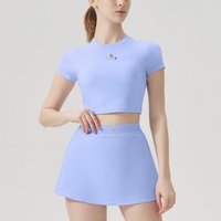 Ensemble de sport yoga 2 pièces : Crop top et jupe avec short intégré – Spandex/Nylon respirant, séchage rapide, extensible dans quatre directions, grande taille, taille haute