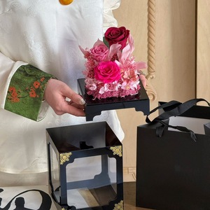 Hộp quà tặng hoa Acrylic ngày của mẹ Ngày Valentine Hộp hoa hồng vĩnh cửu màu đen Acrylic hoa hiển thị đứng - Product Image 6