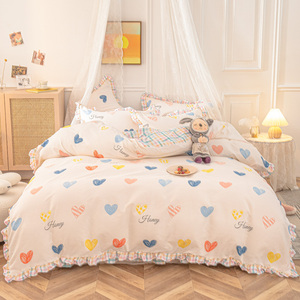 Orean-Conjunto de ropa de cama de cuatro piezas, falda de cama de Cachemira de planta de encaje esmerilado grueso, versión 2023 - Product Image 4