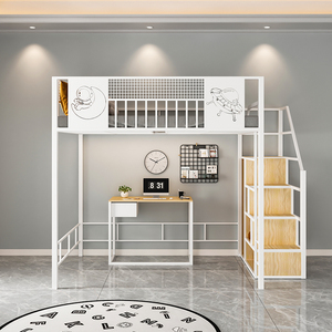 <span class=keywords><strong>Lit</strong></span> mezzanine en fer créatif moderne cadre double/queen size multifonctionnel peu encombrant <span class=keywords><strong>avec</strong></span> <span class=keywords><strong>table</strong></span> de <span class=keywords><strong>lit</strong></span> pour hôtels petits appartements - Product Image 5