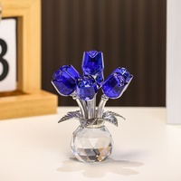 Rose en cristal à sept têtes créative, décoration florale éternelle pour le festival Qixi, la Saint-Valentin, la fête des mères, les anniversaires