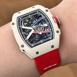 <span class=keywords><strong>Orologio</strong></span> Meccanico da Uomo di Alta Gamma, Elegante e Lussuoso, con Cassa in Ceramica Bianca, Movimento Scheletrato, <span class=keywords><strong>Quadrante</strong></span> Luminoso e Design a Botte - Product Image 5