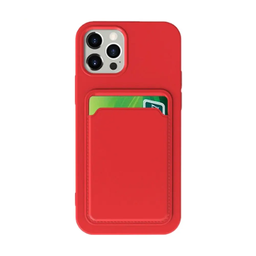 Hot Sale Shockproof Soft Silicone Credit Card Holder Phone Case Wallet For iPhone 12 pro max 14 plus Xsmax 8plus SE colorful