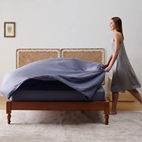 Lot de 4 draps de lit de luxe en bambou/polyester/housse de couette Ensemble de literie avec taie d'oreiller