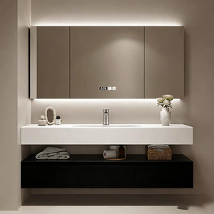 Table de maquillage pliable pour chambre à coucher, coiffeuse élégante, mobilier de maison, table de toilette moderne en bois avec miroir et tiroirs - Product Image 4