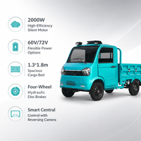 Mini camionnette électrique robuste à 4 roues pour le transport de marchandises, la logistique et l'agriculture avec benne ouverte