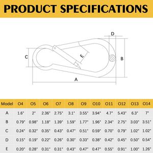 Ağır paslanmaz çelik 304 karabina klip karbon yaylı kanca-üstün kaliteli ürün - Product Image 6