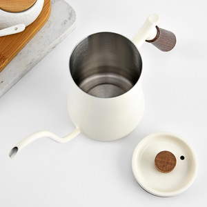 Hervidor de cuello de cisne de 600 ml de acero inoxidable con mango de madera para verter café - Product Image 2