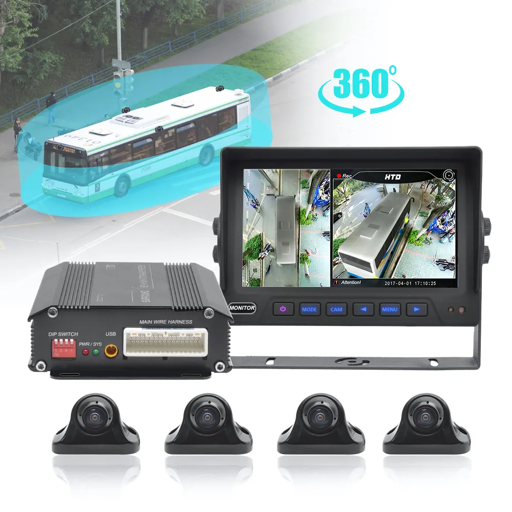 360 Surround View Sistem Kamera AHD 1080P Tampilan Waktu Nyata & Perekaman untuk Bus Sekolah Coach Motorhome Van RV