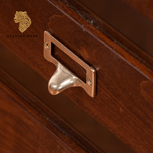 Cassettiera Vintage Americana Marrone in Legno Massello a 5 Cassetti - Mobile Contenitore Retrò per Camera da Letto con <span class=keywords><strong>Maniglie</strong></span> in Metallo - Product Image 5