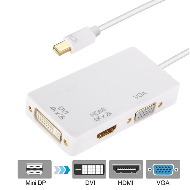 Xput Mini DP to HDMI VGA DVI Adapter Mini DP to HDMI VGA DVI Converter Adapter