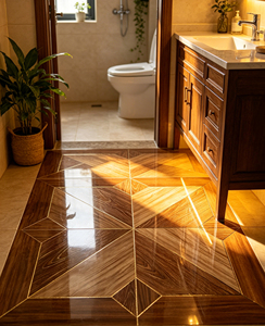 Baldosa de Porcelana Esmaltada con Acabado Brillante y Diseño de Madera de 600x600 mm, Resistente a las Manchas, para Sala de Estar, Fabricante de Baldosas en China - Product Image 3