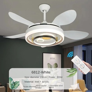 Ventilateur de plafond LED de luxe moderne nordique avec 5 lames et lampe en fer télécommande à intensité variable pour une utilisation intérieure décor de salon de chambre à coucher - Product Image 6