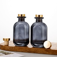 Bouteille diffuseur à roseaux en verre 100ml 200ml 500ml, diffuseur à roseaux conique en verre gris fumé, bouteilles diffuseurs minimalistes pour aromathérapie