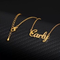 Collar de cadenas finas a la moda con letras y nombre personalizado, accesorio elegante, joyería de acero inoxidable texturizada de alta calidad