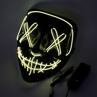 Masque de Clown Effrayant LED Personnalisé AF pour Halloween, Masque Lumineux pour Soirée Masquée, Masque de Cosplay pour Adultes, Masque Luminescent dans le Noir