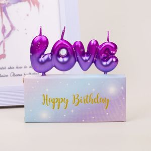 Bougies en forme de lettre Joyeux Anniversaire, dégradé irisé, en cire de soja, décorations d'anniversaire - Product Image 4