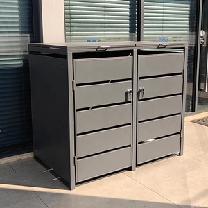Open Top Double <strong>Wheelie</strong> <strong>Bin</strong> Storage Sheds with Rolling <strong>Covers</strong> Rectangular Metal Eco-Friendly Outdoor - Product Image 2