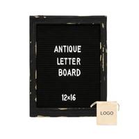 Tablero de Letras de Fieltro Negro Vintage, Letrero de Regreso a Clases, Tablero de Letras con Marco de Madera Rústico Negro, Tablero de Mensajes de Fieltro de 10x10