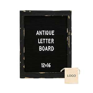 Tableau à lettres en feutre noir vintage, panneau de rentrée scolaire, cadre en bois rustique, panneau de lettres en feutre noir, tableau de messages en feutre 10x10 - Product Image 2