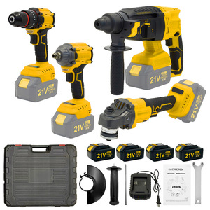 21V Wiederaufladbarer Lithium-Akku Multifunktions-Kombiset Elektrischer Hammer Handbohrer Winkelschleifer 125 Doppelfunktions-Schraubenschlüssel - Product Image 1