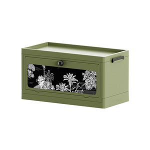 Outdoor Camping Storage Box Side Opening Vintage Green <b>Large</b> Size Folding With Wooden Lid For Car Spare Tire - Product Image 5