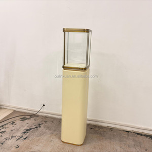 Vitrina de Exhibición con Pedestal de Estilo Moderno Vintage, Mueble de Curiosidades, Vitrina de Metal, MDF, Madera, Acero Inoxidable, Estilo de Mediados de Siglo - Product Image 2