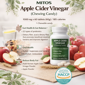 Mitos Flex Comprimés à croquer au vinaigre de cidre de pomme pour adultes, Probiotiques 1000mg, 60 Comprimés pour la santé intestinale et la gestion du poids OEM/ODM - Product Image 3