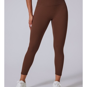 Hot Sale Customized Autumn Winter Yoga <b>Leggings</b> High Waist Crossover Design Nude Curved M-<b>Shaped</b> Peach Tight Breathable Nylon - Product Image 4