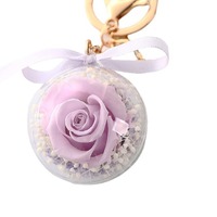 Cadeaux d'anniversaire pour maman, porte-clés en acrylique avec fleur éternelle et perle, porte-clés avec rose préservée, fleurs artificielles pour cadeau de Noël