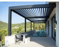Kits de Techo de Pérgola de Aluminio para Jardín, Cubierta para Patio Trasero de 4m x 3m, Toldo Retráctil con Techo de Lamas y Pantalla