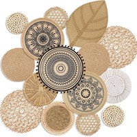 Décoration murale bohème nordique 15 pièces, accents muraux marron, motifs de pompons en coton noir/blanc, macramé pour salle à manger et maison