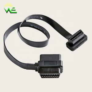 60cm góc phải <span class=keywords><strong>OBD</strong></span> II OBD2 16 pin Splitter cáp mở rộng 1X nam và 2 x nữ cấu hình thấp Slim Extender dây <span class=keywords><strong>adapter</strong></span> - Product Image 1
