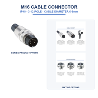 Konektor Kabel M16 DIN ke IEC 61076-2-106, Terminal Solder IP40 5 Kutub (Susunan 05-a, 300V), Berulir M16 X 0.75, SV50/6...8