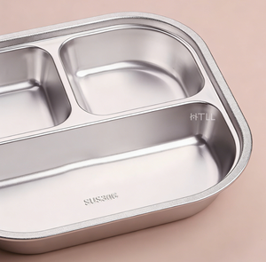 Plateau repas divisé en acier inoxydable poli SUS316, écologique, de qualité alimentaire, pour enfants, adultes, cantine scolaire - Product Image 5
