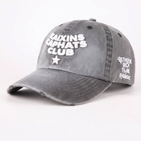 Casquette de baseball vintage bicolore en coton délavé effet monkey spray, non structurée, 5 panneaux, avec logo personnalisé et effet délavé vieilli