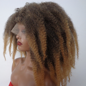 Ombre Glueless Short <strong>Afro</strong> Crochet Hair Lace Front <strong>Wigs</strong> With Bangs for Black Women African Synthetic Cosplay <strong>Wig</strong> Lace <strong>Wig</strong> - Product Image 1