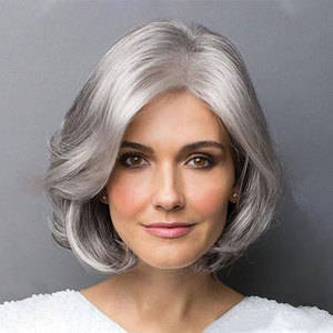 Perruques synthétiques courtes bouclées pour femmes, perruques complètes gris argenté style grand-mère, perruques pour femmes matures européennes et américaines - Product Image 1