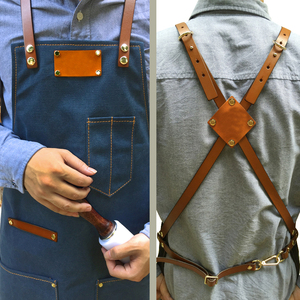 Tablier en jean personnalisé avec logo et impression de lettres, équipement de travail à bretelles pour pâtisseries, salons de coiffure et techniciens en coiffure - Product Image 3