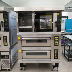 Horno de circulación de aire caliente de panadería comercial inteligente 2 capas 4 bandejas cubierta <span class=keywords><strong>Pizza</strong></span> horno combinado Proofer caja de fermentación para la venta - Product Image 1