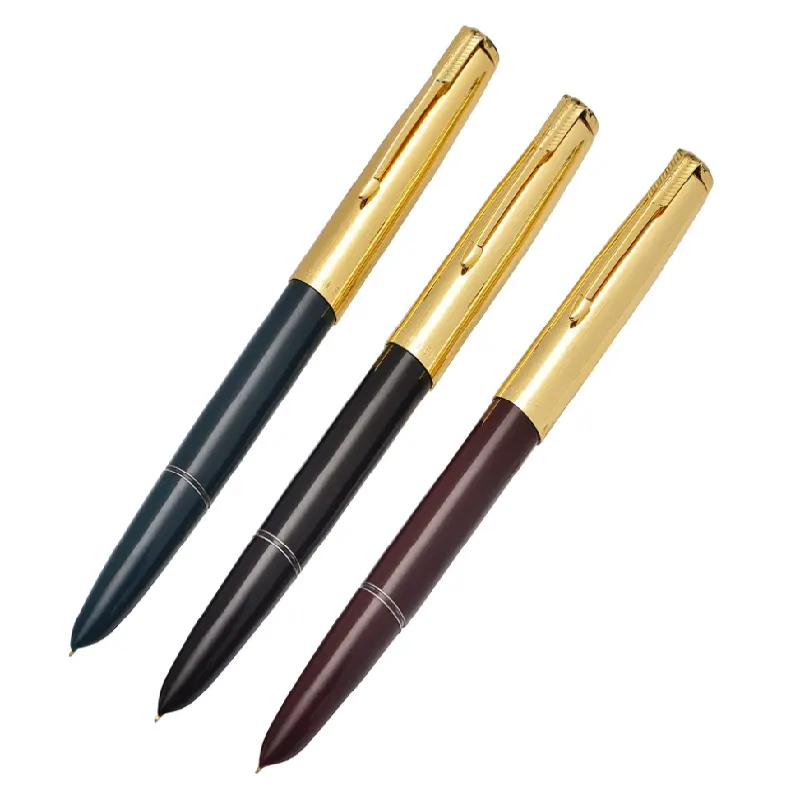 Eacajess caneta fonte, aço inoxidável banhado a ouro 24k, luxoosa, tinta